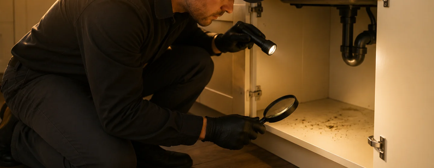 Terra13 technician inspecting a property for pest activity and entry points